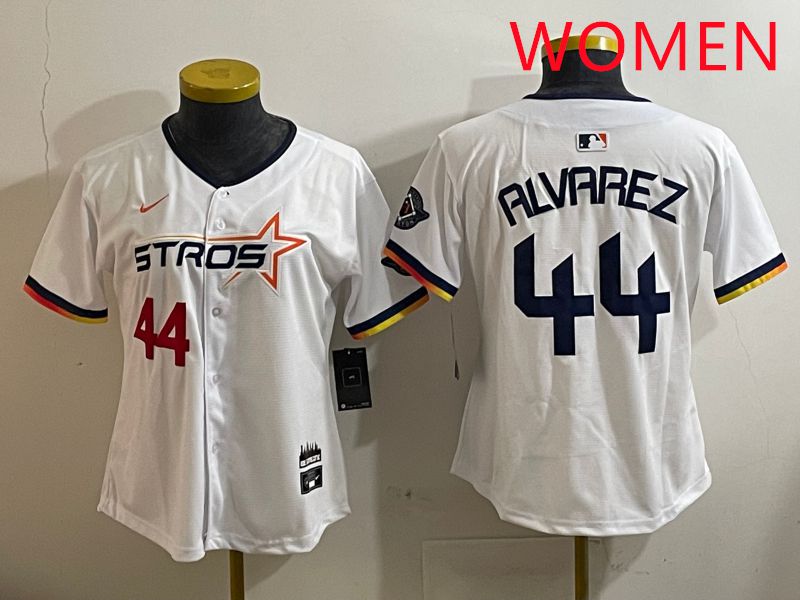 Women Houston Astros #44 Alvarez White three generations Joint Name Nike 2025 MLB Jersey style 2
